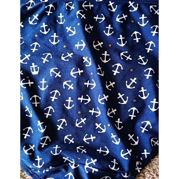 Lane Bryant Cacique String Bikini Swim Bottom Sz 28 Navy  Anchor Novelty Print - Picture 5 of 6